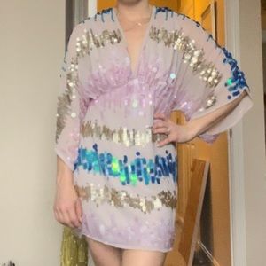 ASOS tie back batwing sequin dress NWOT